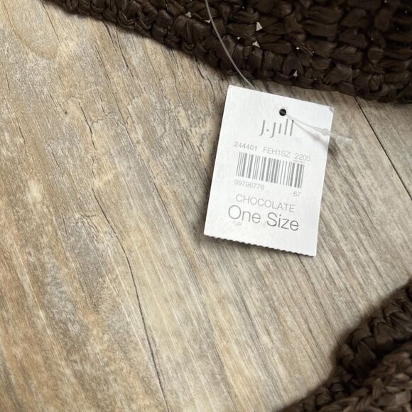 J. Jill Brown Woven Raffia Straw HOBO BAG Purse Tote Shoulder Bag 12"×14" NWT - Picture 3 of 10